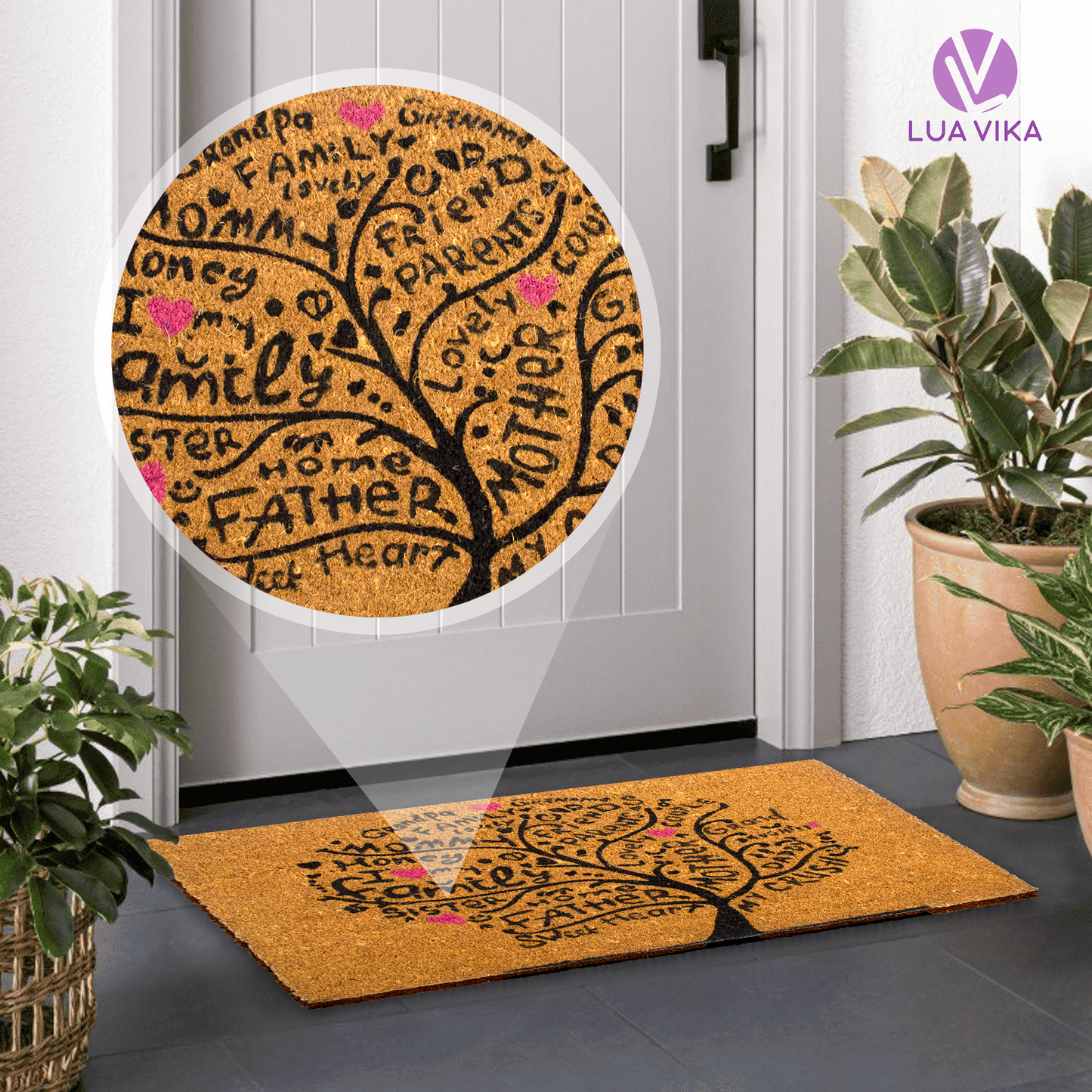 Felpudo de coco natural Arbol 40x70 cm