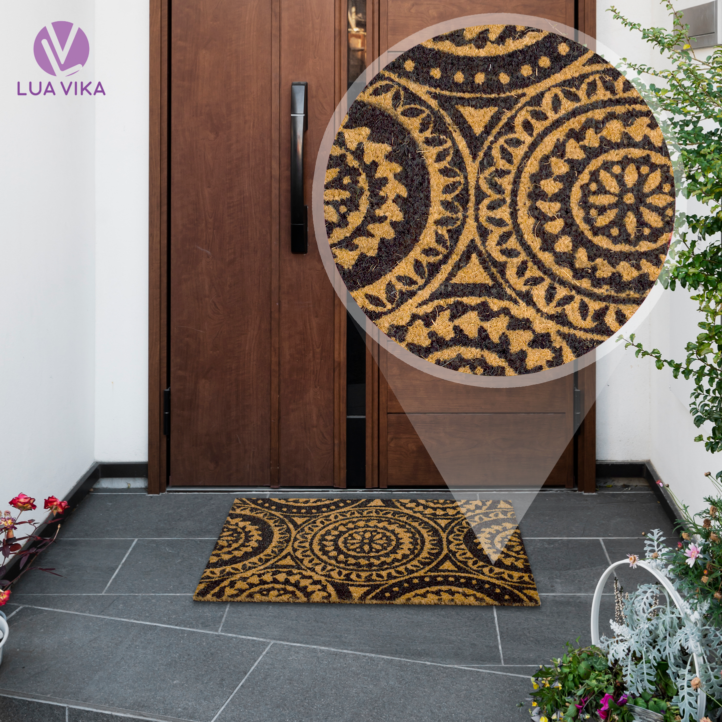 Felpudo de coco natural Mandalas 40x70 cm