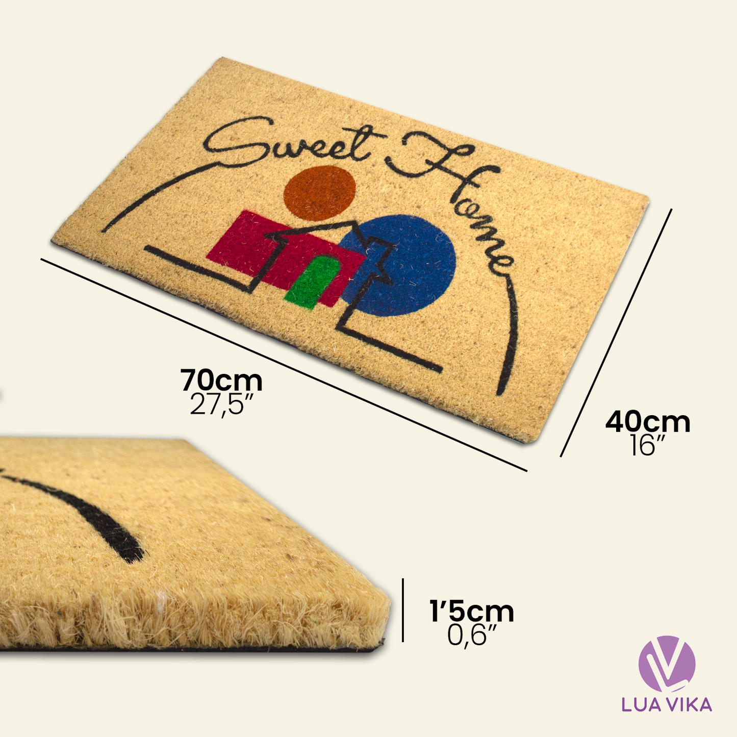 Felpudo de coco natural Sweet 40x70 cm