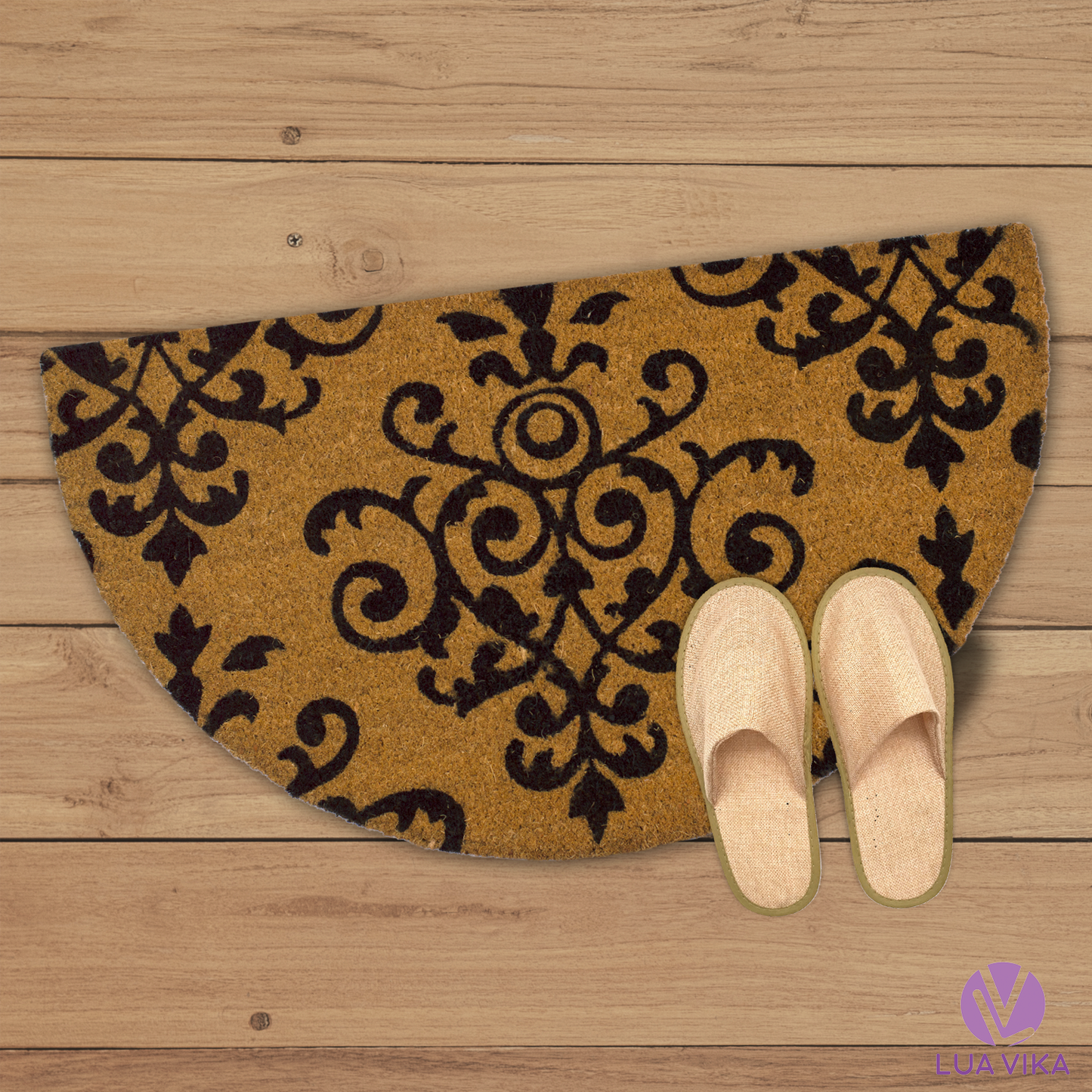 Felpudo de coco natural semicircular Estampado 40x70 cm