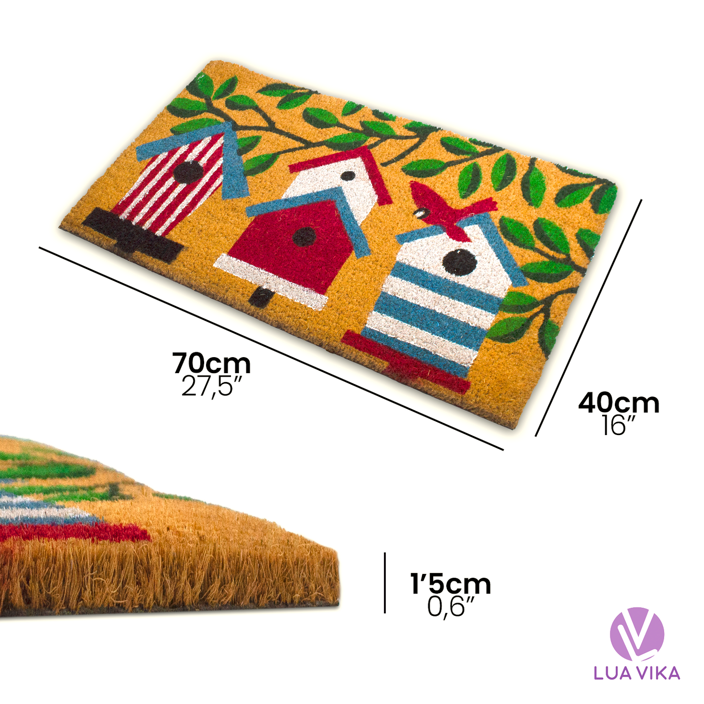 Felpudo de coco natural Casas 40x70 cm