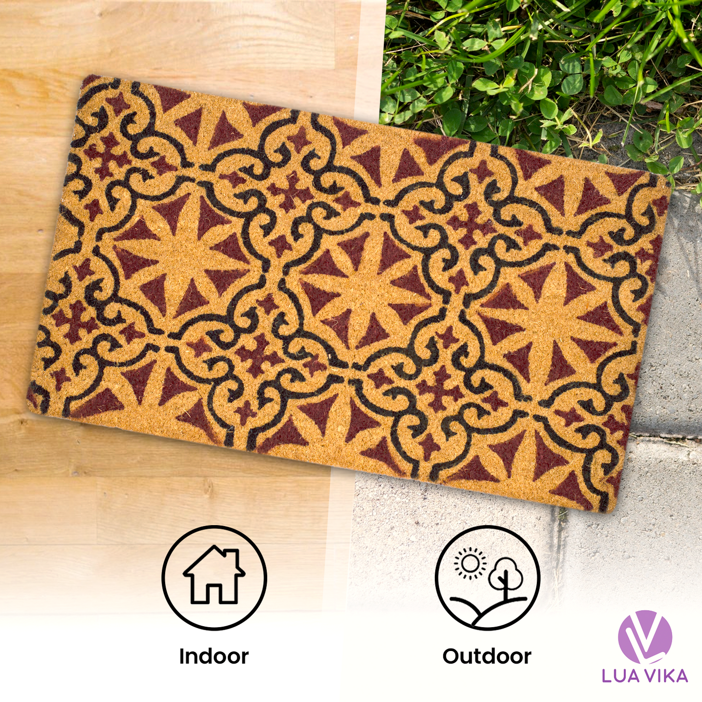 Felpudo de coco natural Geometric 40x70 cm