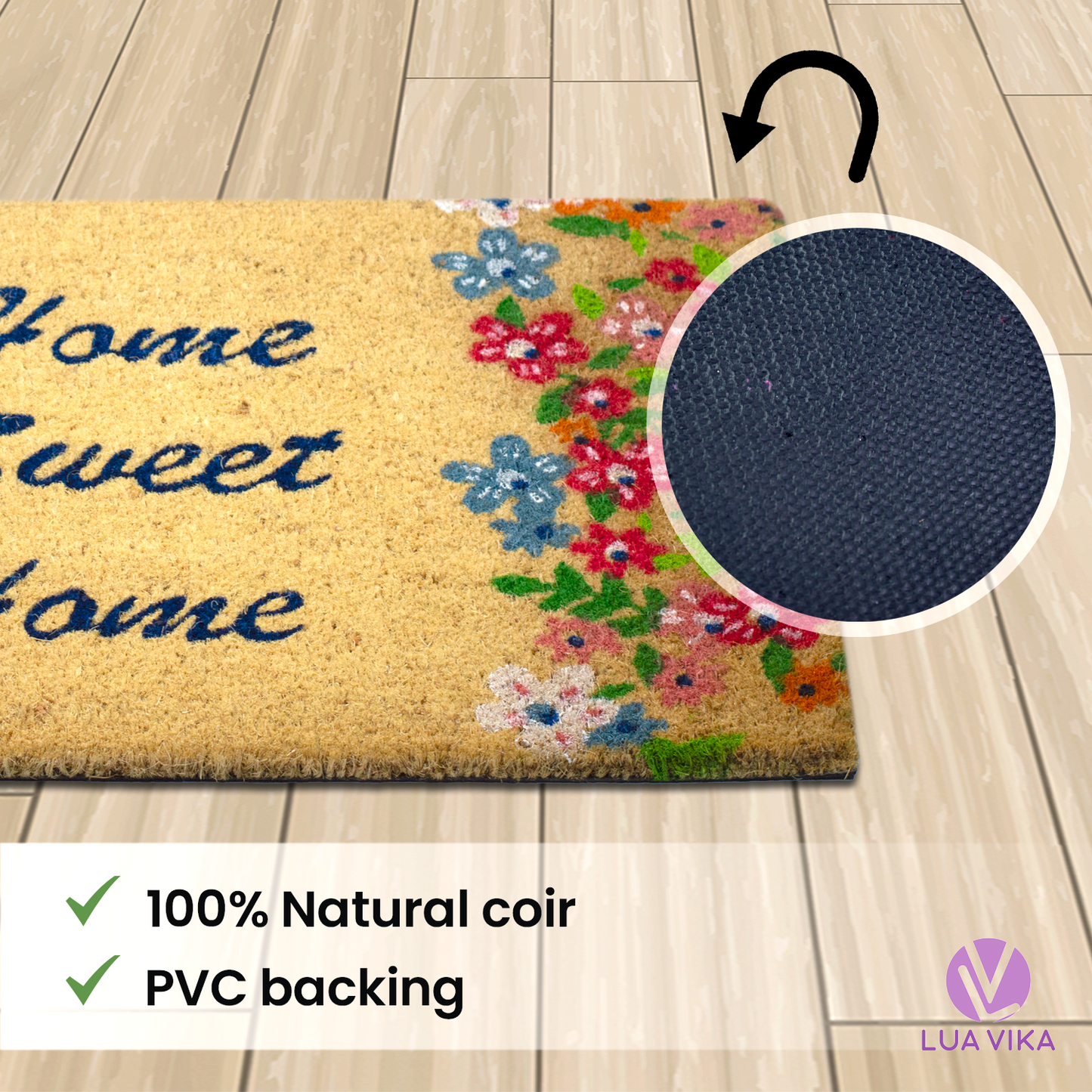 Felpudo de coco natural Home sweet home 40x70 cm