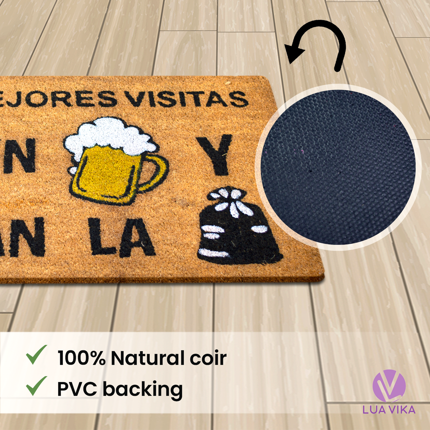 Felpudo de coco natural Cerveza 40x70 cm