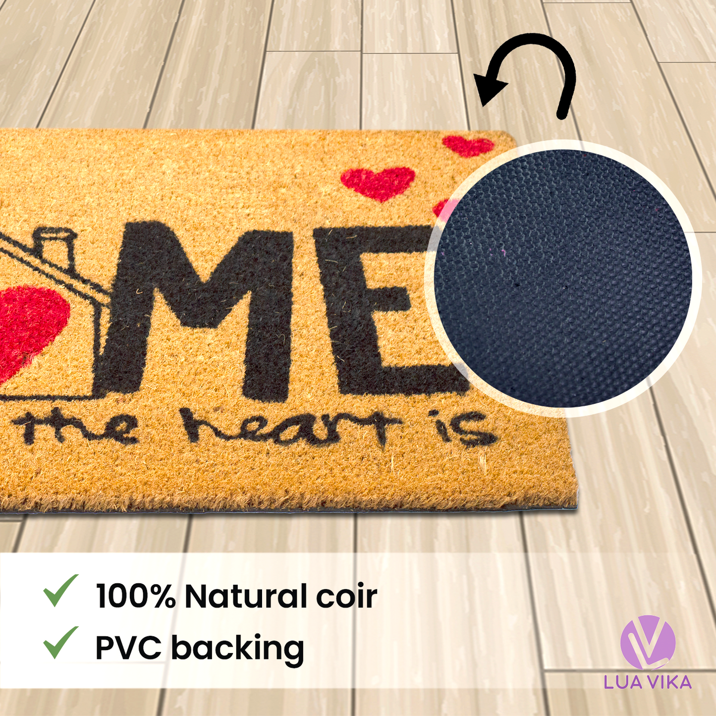 Felpudo de coco natural Heart 40x70 cm