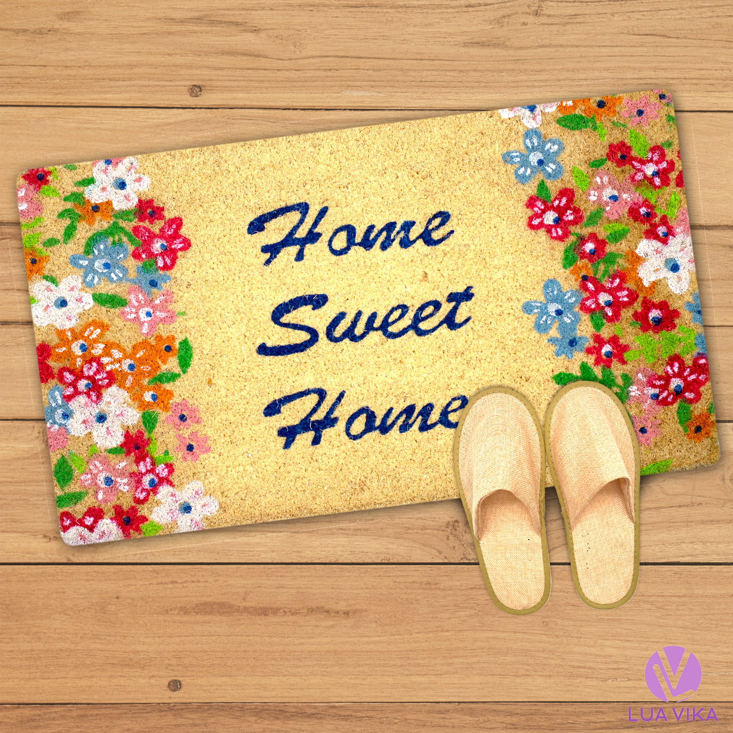 Felpudo de coco natural Home sweet home 40x70 cm