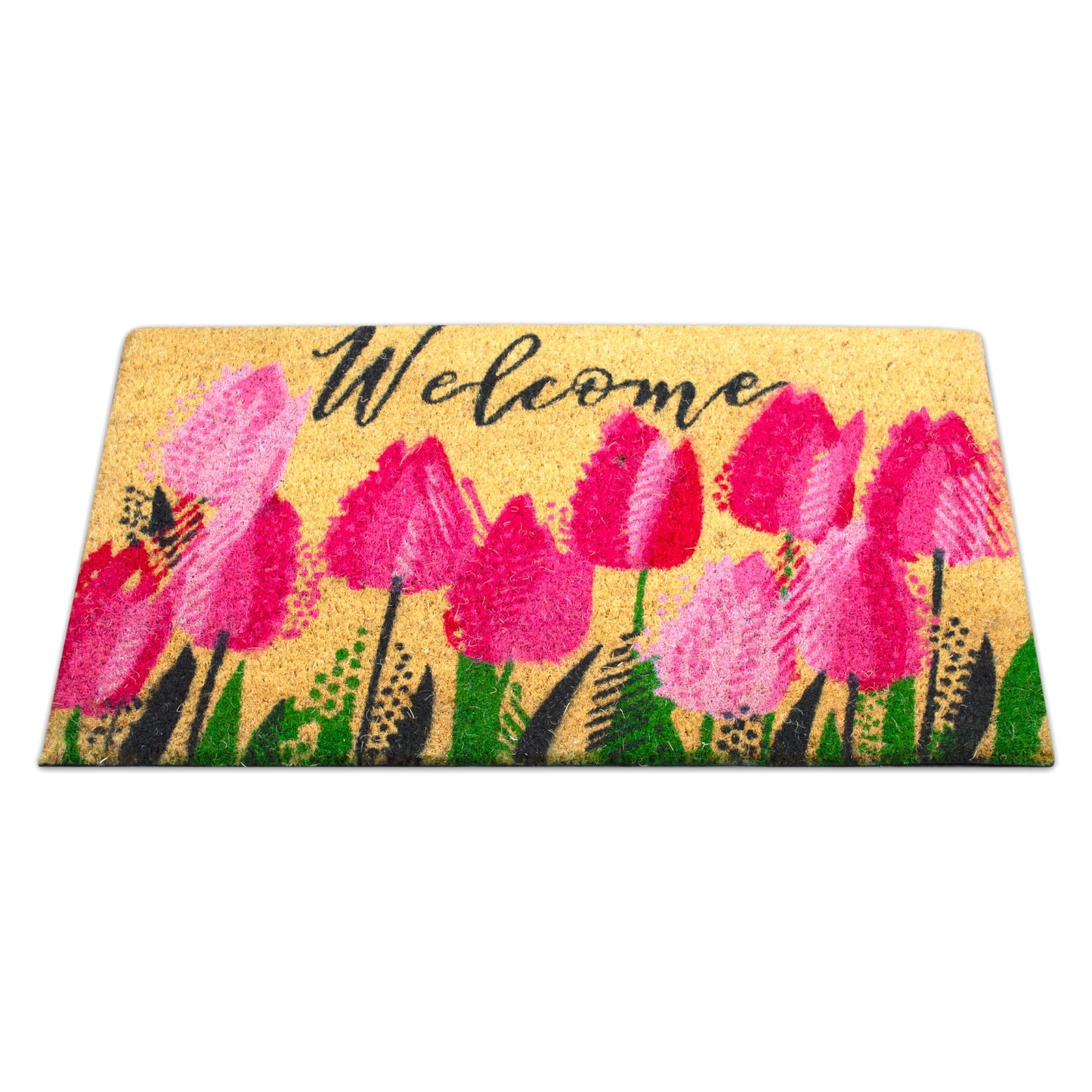 Felpudo de coco natural Tulipanes 40x70 cm