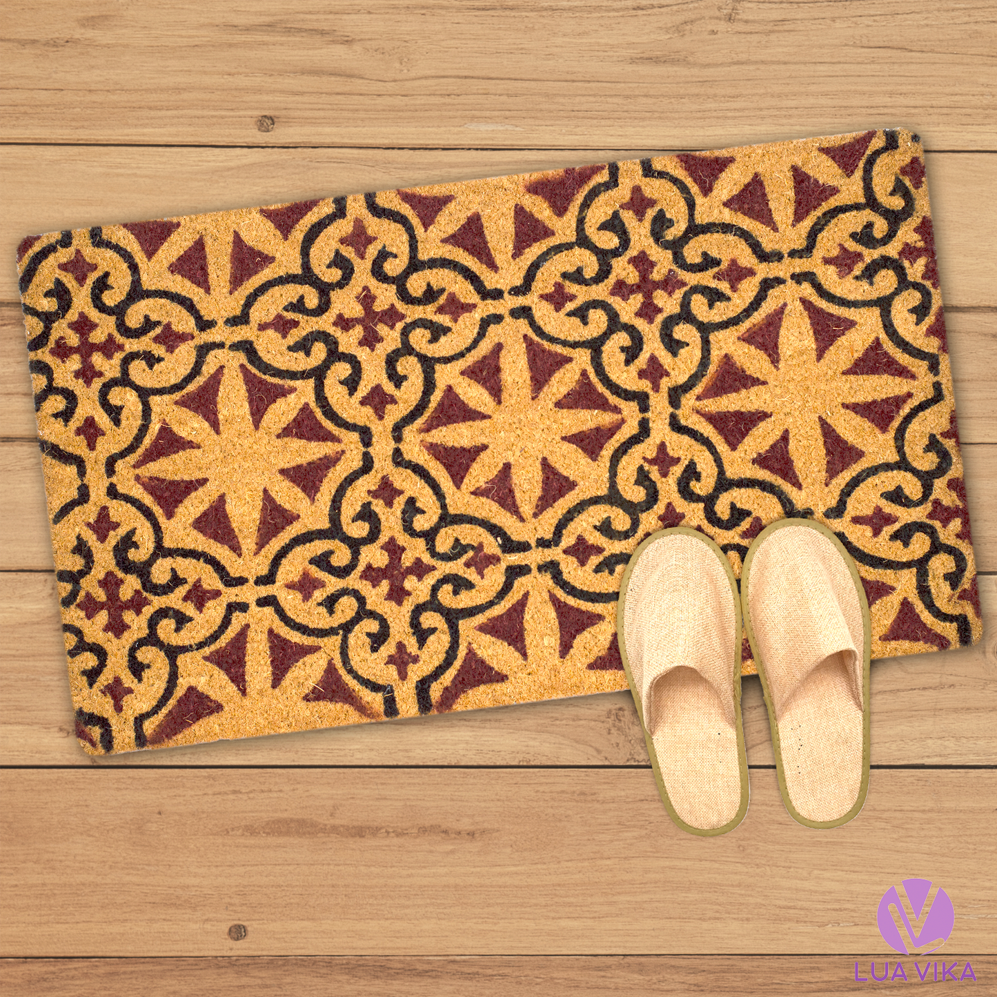 Felpudo de coco natural Geometric 40x70 cm