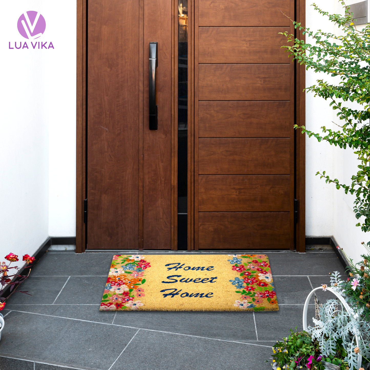 Felpudo de coco natural Home sweet home 40x70 cm