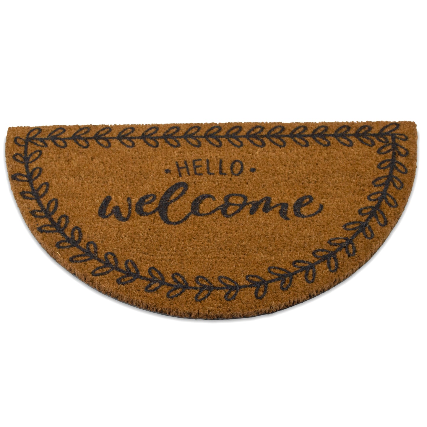 Felpudo de coco natural semicircular Hello Welcome 40x70 cm