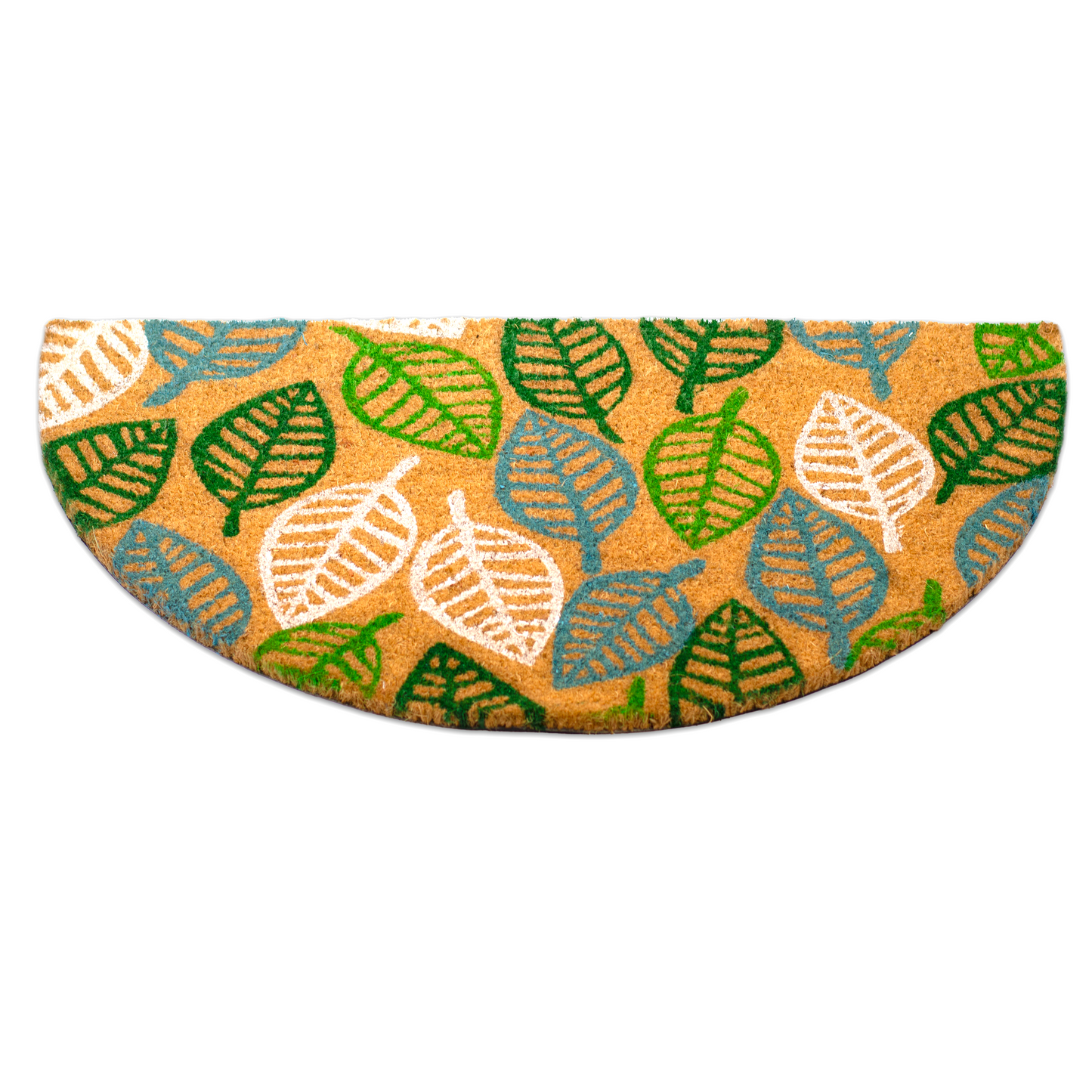 Felpudo de coco natural semicircular Leaves 40x70 cm