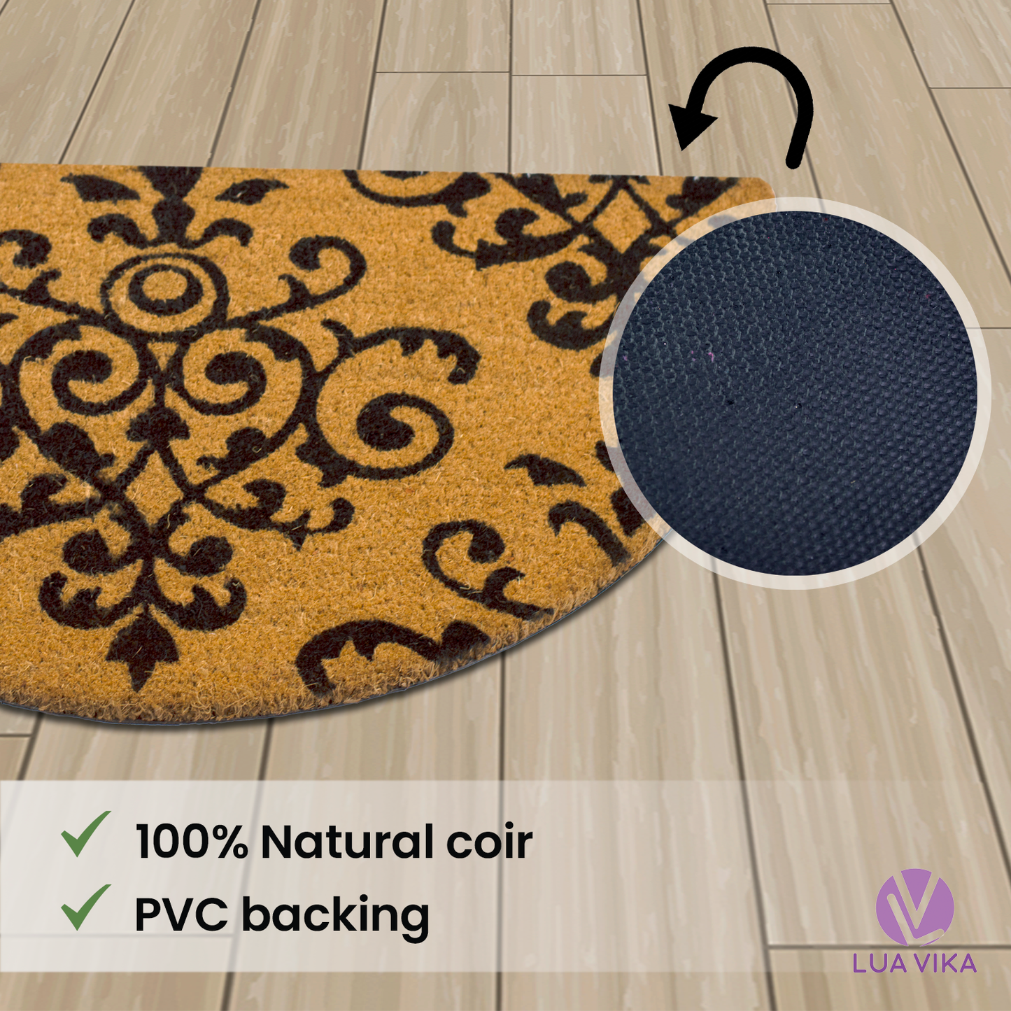 Felpudo de coco natural semicircular Estampado 40x70 cm
