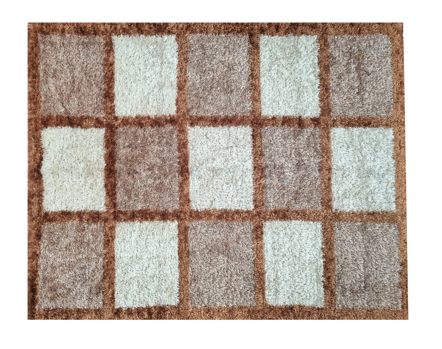 Alfombra de salón y habitación Cuadros Beige