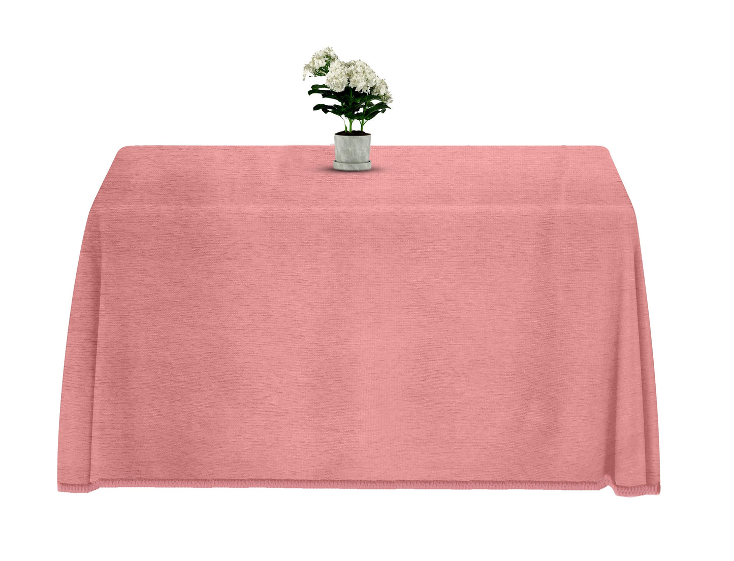 Falda mesa camilla chenilla rectangular, color rosa. Medidas: 60x110 cm, 70x120 cm