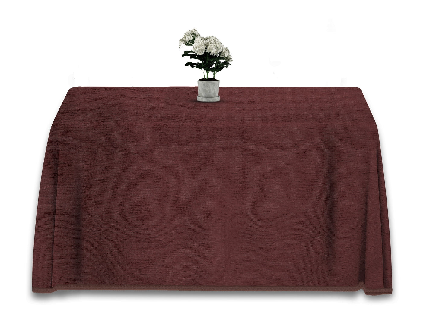 Falda mesa camilla chenilla rectangular, color marrón. Medidas: 60x110 cm, 70x120 cm