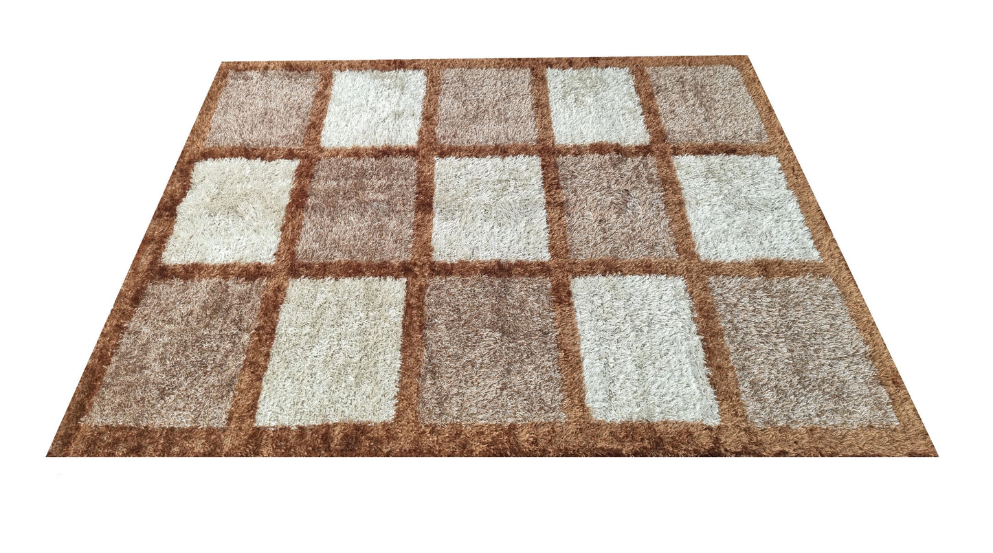 Alfombra de salón y habitación Cuadros Beige