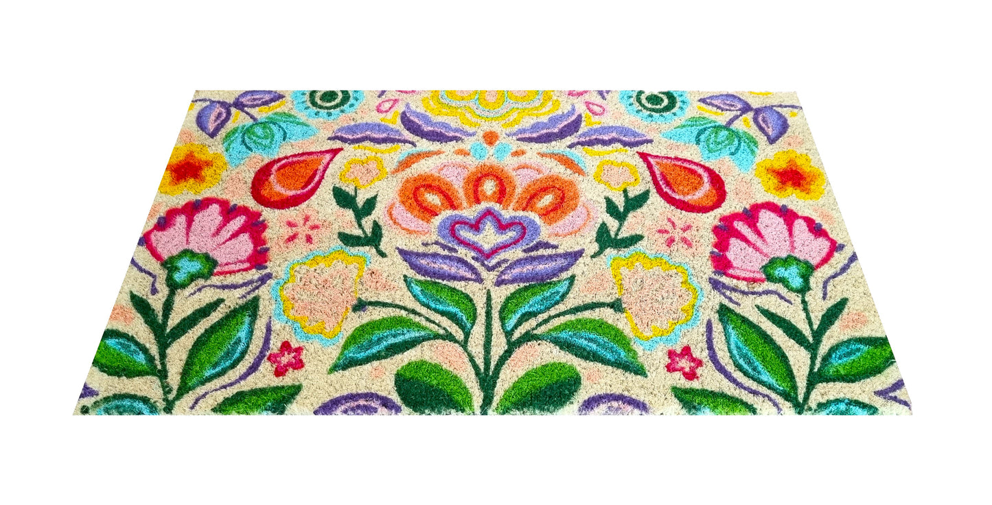 Felpudo de coco natural Dalias 40x70 cm