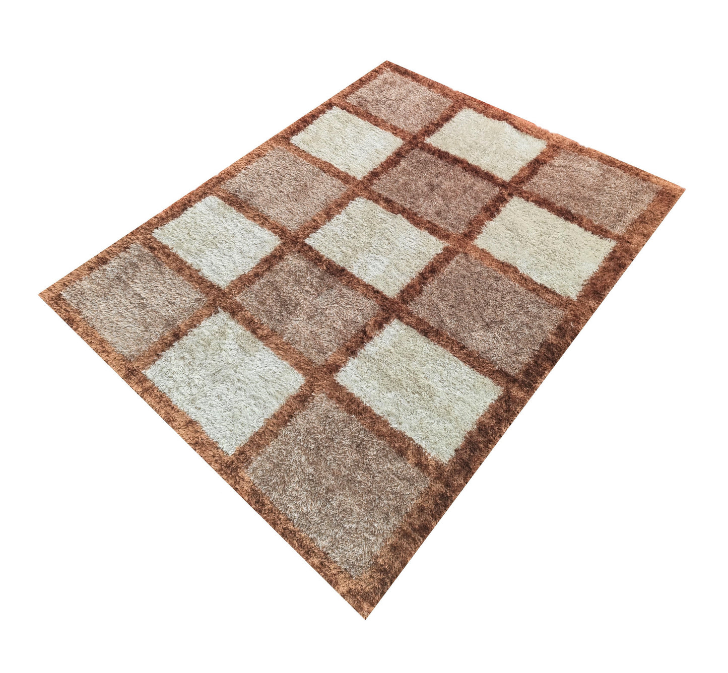Alfombra de salón y habitación Cuadros Beige