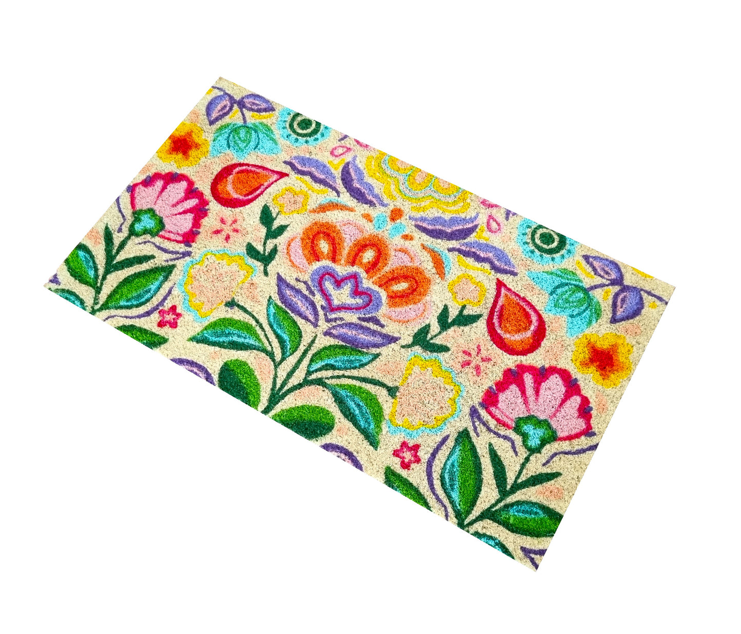 Felpudo de coco natural Dalias 40x70 cm