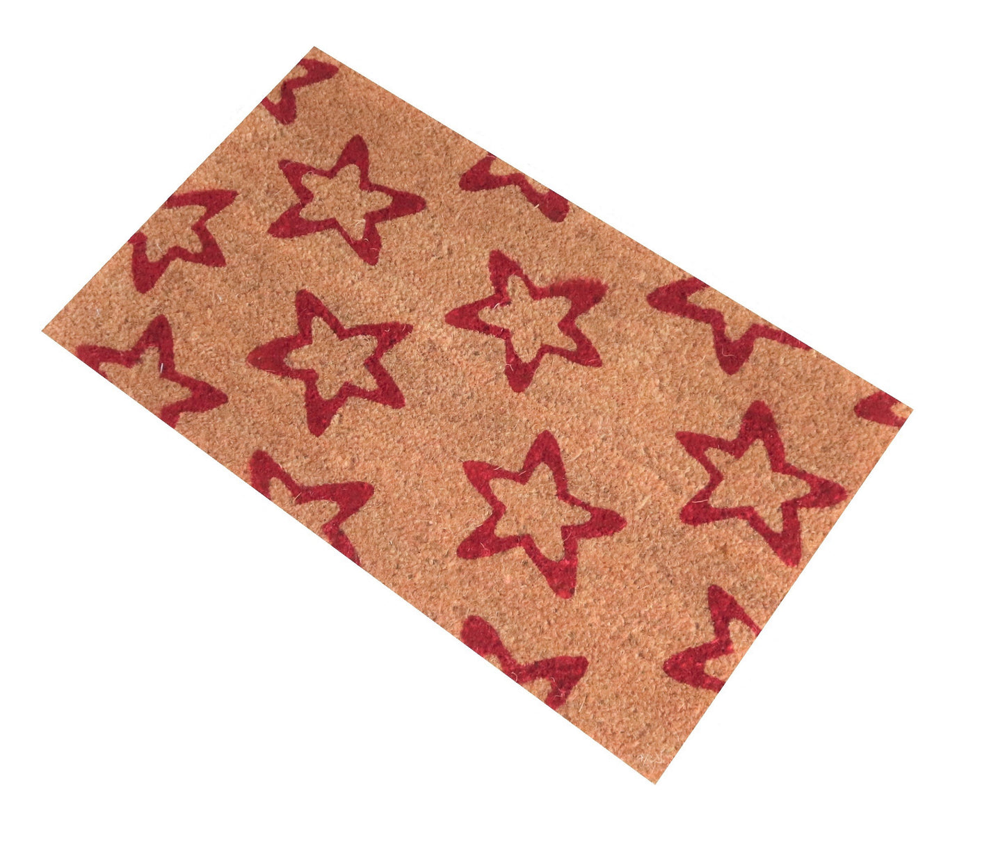 Felpudo de coco natural Estrellas Rojas 40x70 cm