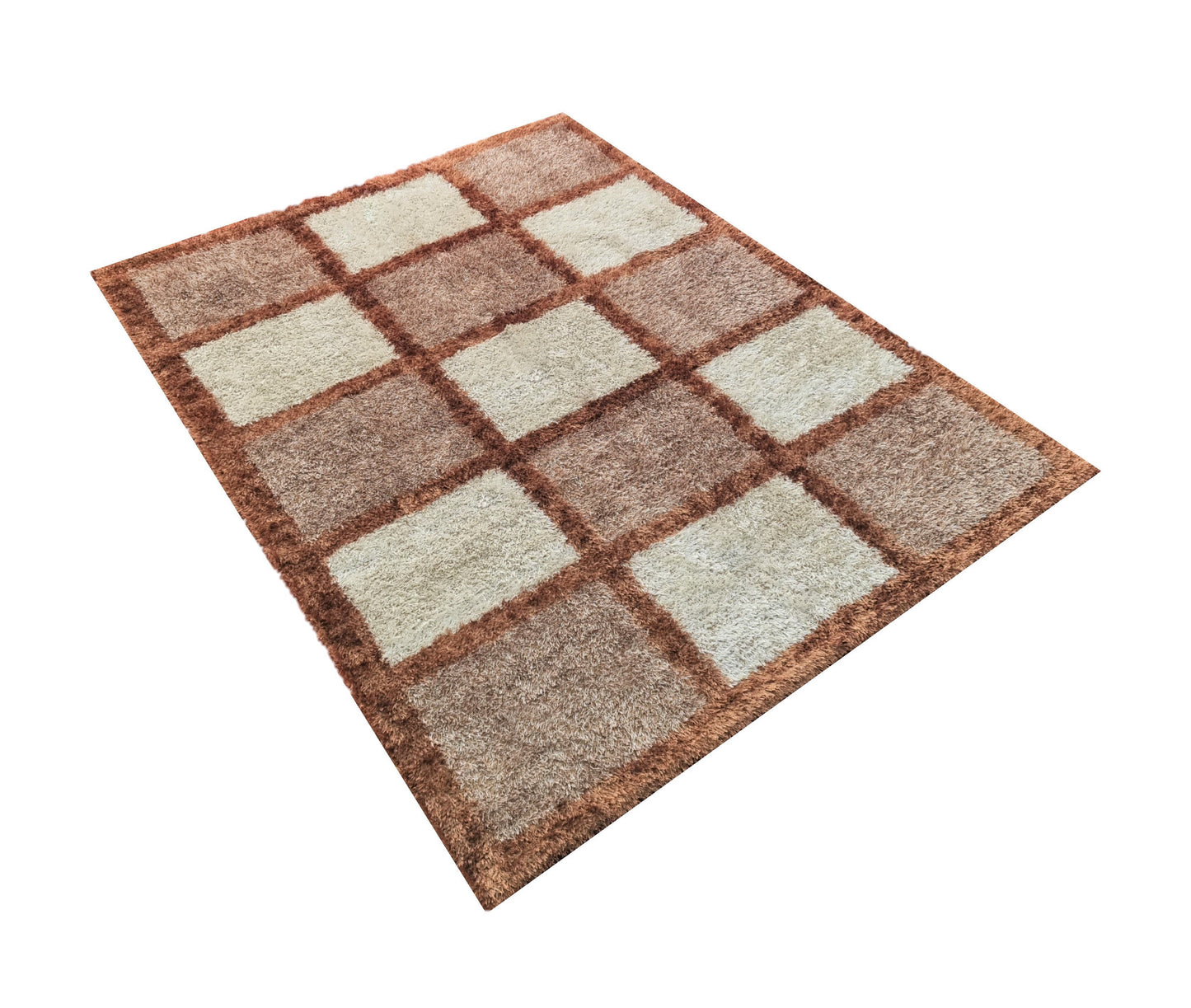 Alfombra de salón y habitación Cuadros Beige