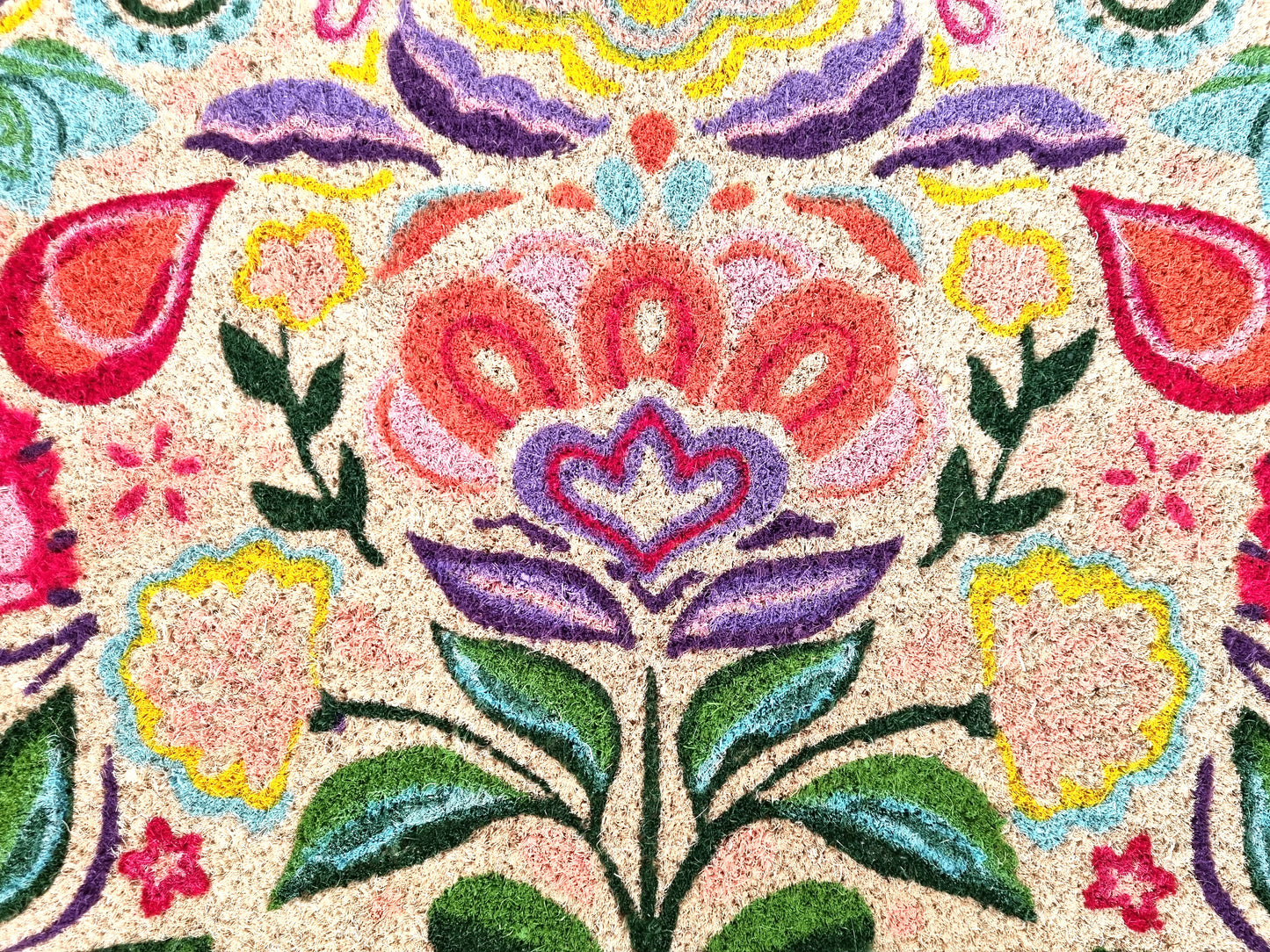 Felpudo de coco natural Dalias 40x70 cm