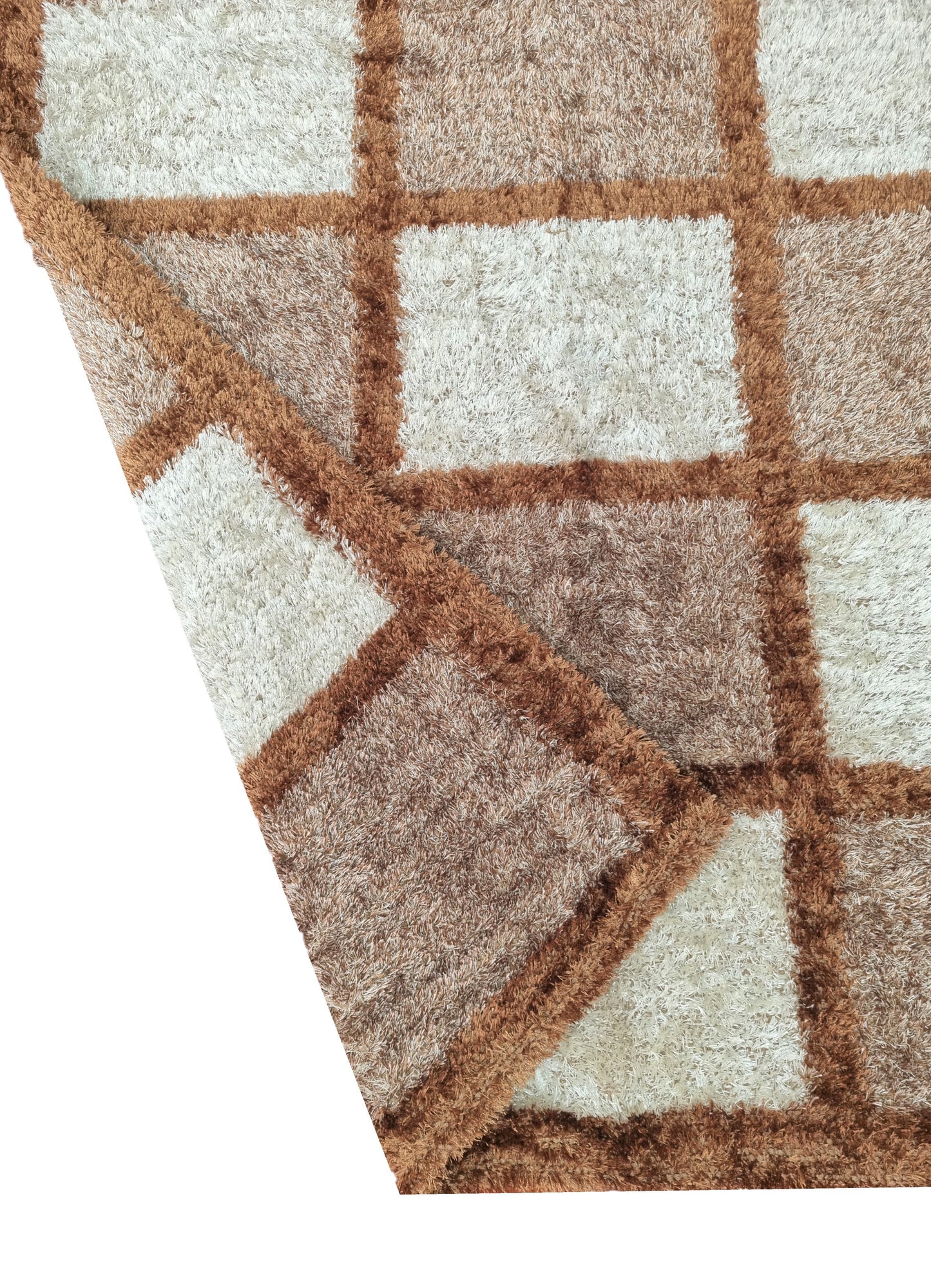 Alfombra de salón y habitación Cuadros Beige