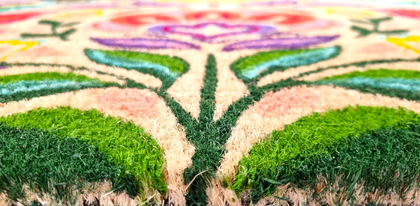 Felpudo de coco natural Dalias 40x70 cm