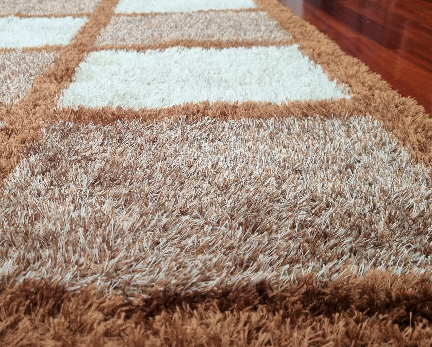 Alfombra de salón y habitación Cuadros Beige