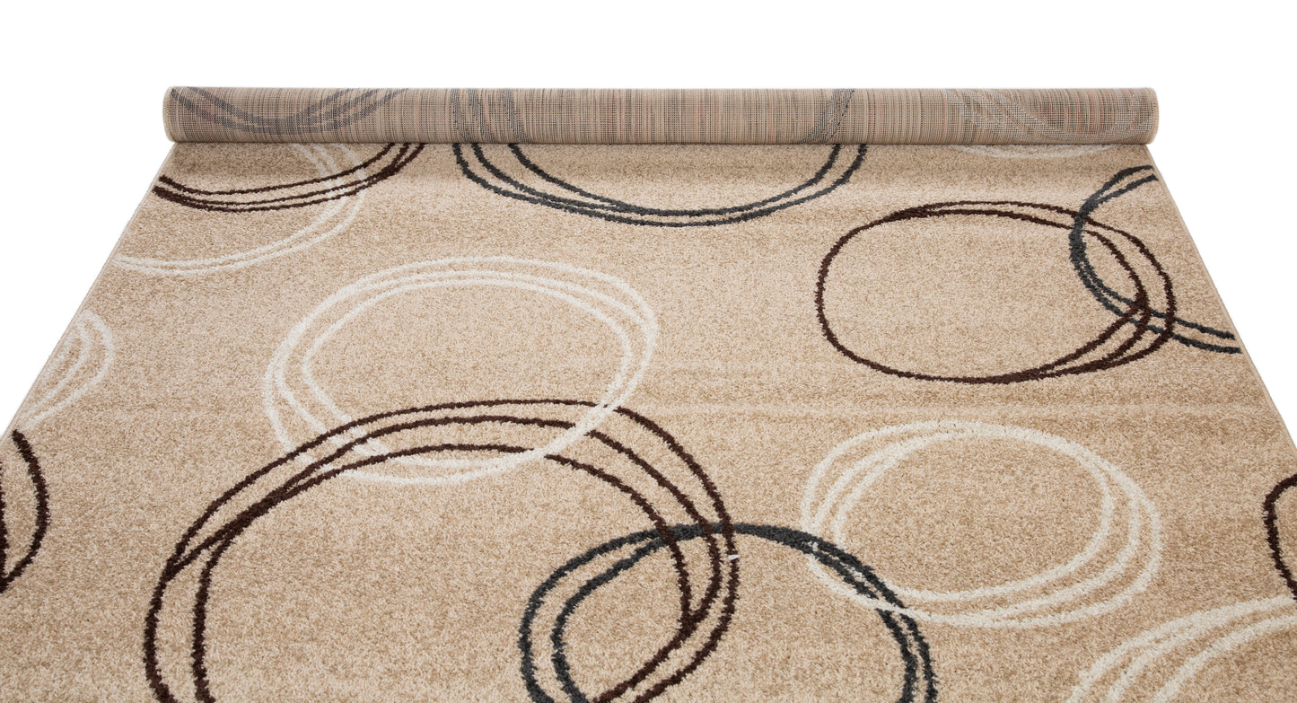 Alfombra de salón y habitación Turín Círculos Beige