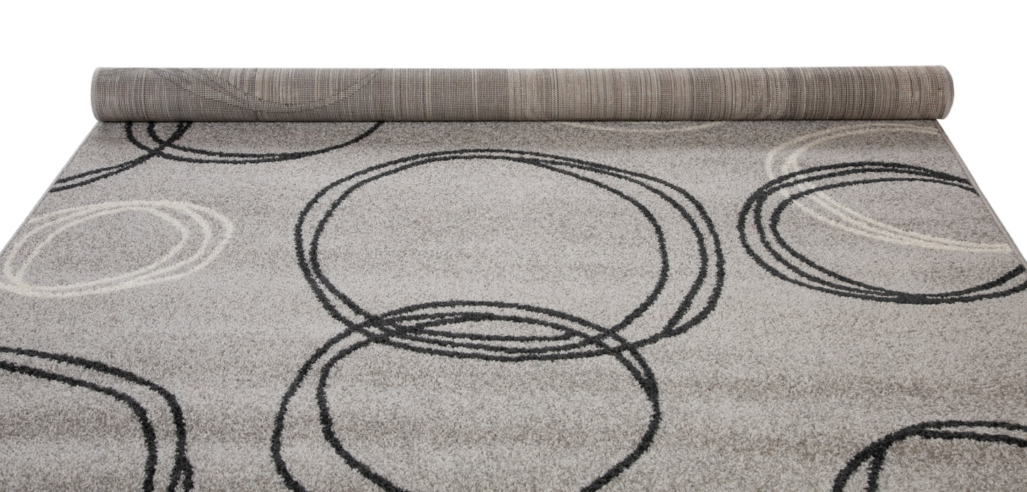 Alfombra de salón y habitación Turín Círculos Gris