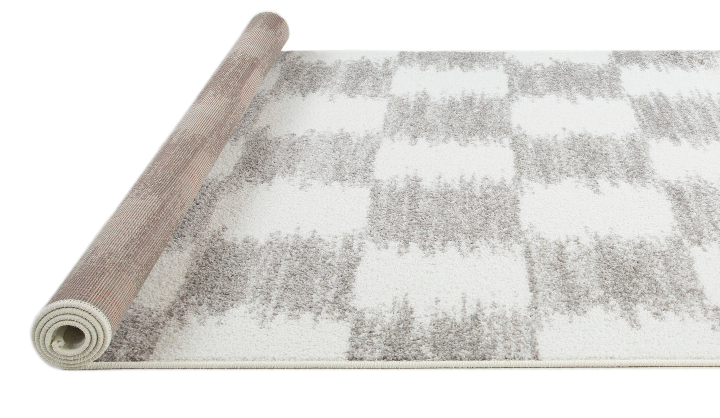 Alfombra de salón y habitación Turín Cuadros Gris