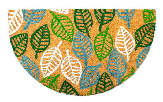 Felpudo de coco natural semicircular Leaves 40x70 cm