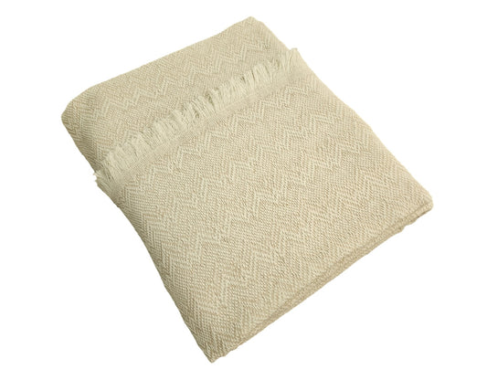 Colcha multiusos para sofá y cama, modelo Rayas, color beige. Medidas 125x180 cm, 180x260 cm, 230 x 260 cm