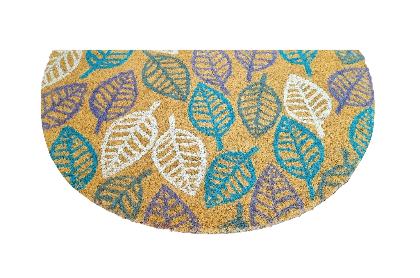 Felpudo de coco natural semicircular Hojas 40x60 cm