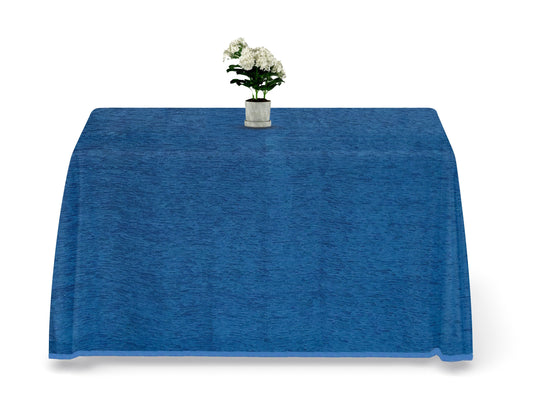 Falda mesa camilla chenilla rectangular, color azul. Medidas: 60x110 cm, 70x120 cm