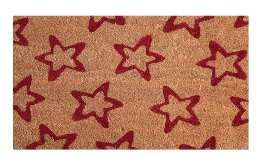 Felpudo de coco natural Estrellas Rojas 40x70 cm