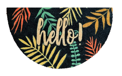 Felpudo de coco natural semicircular Hello Tropical 40x70 cm