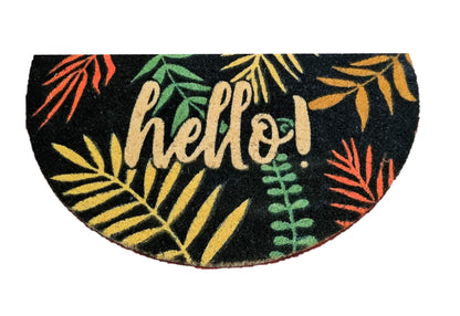 Felpudo de coco natural semicircular Hello Tropical 40x70 cm