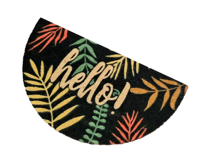 Felpudo de coco natural semicircular Hello Tropical 40x70 cm