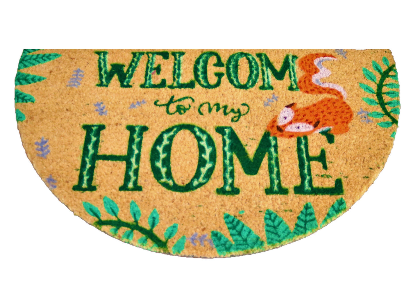 Felpudo de coco natural semicircular Welcome to my home 40x70 cm