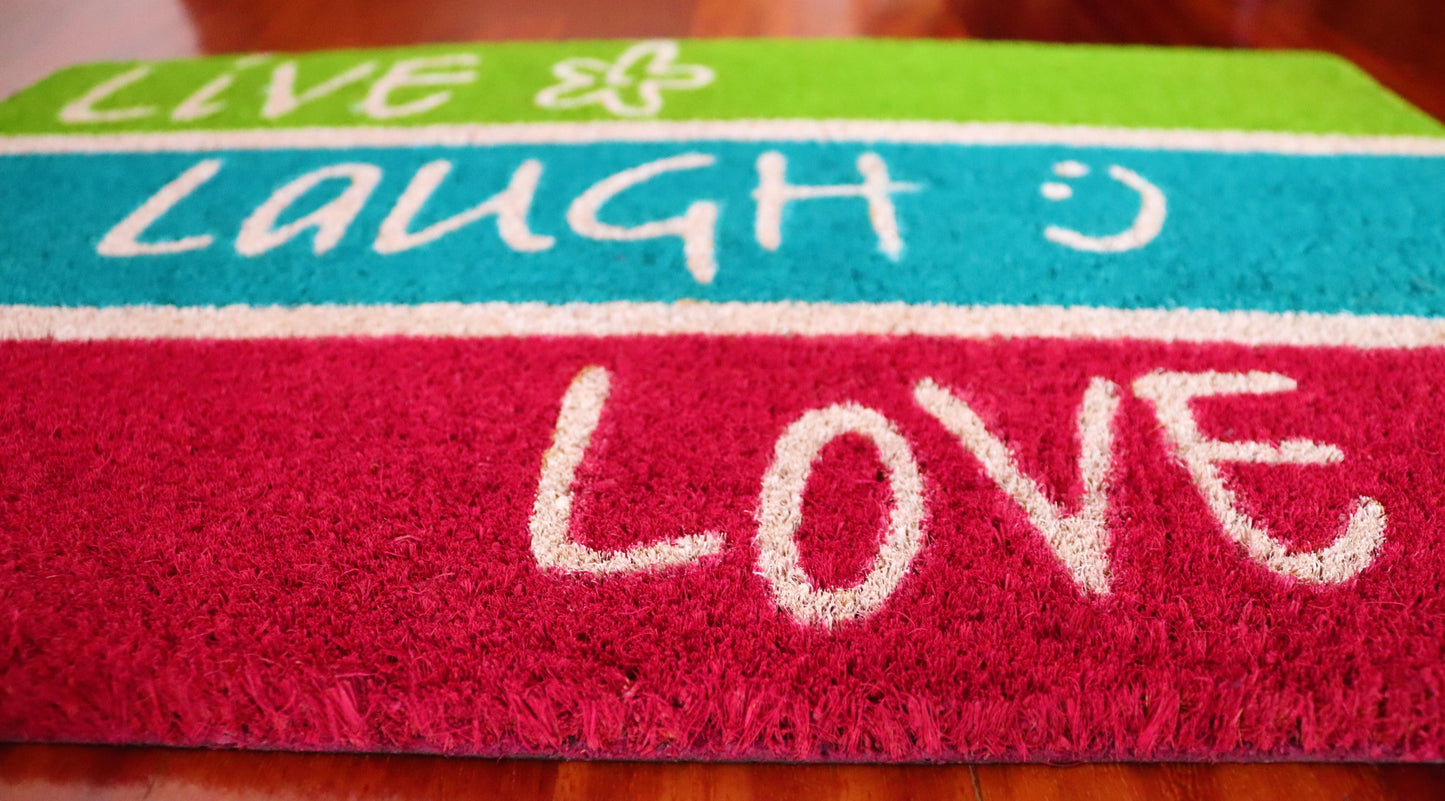 Felpudo de coco natural Live Laugh Love 40x60 cm